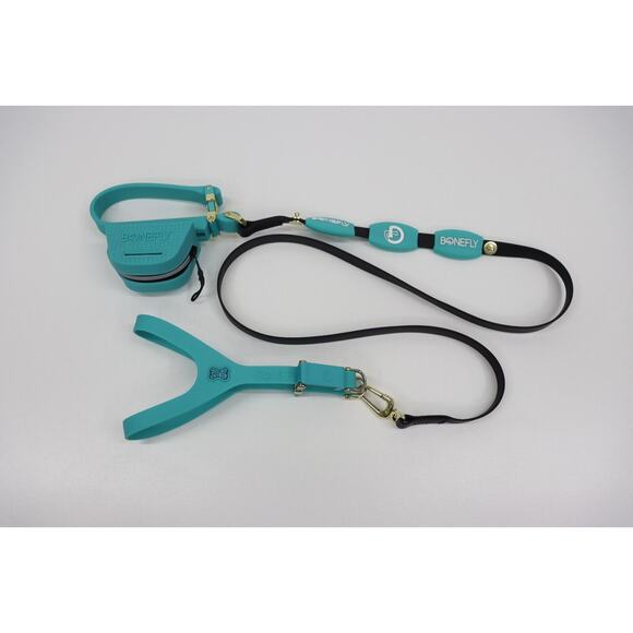 Bonefly Other - BONEFLY Boneflex Teal XXS HARNESS Aqua Swarovski & Flexfly LEASH -50"